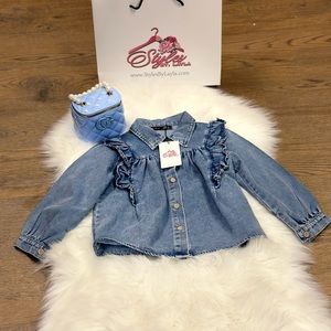 Toddler Girl Ruffle Button Down shirt